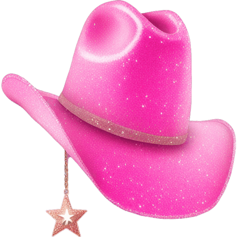 pink glittery cowgirl hat whit sherif star emoji