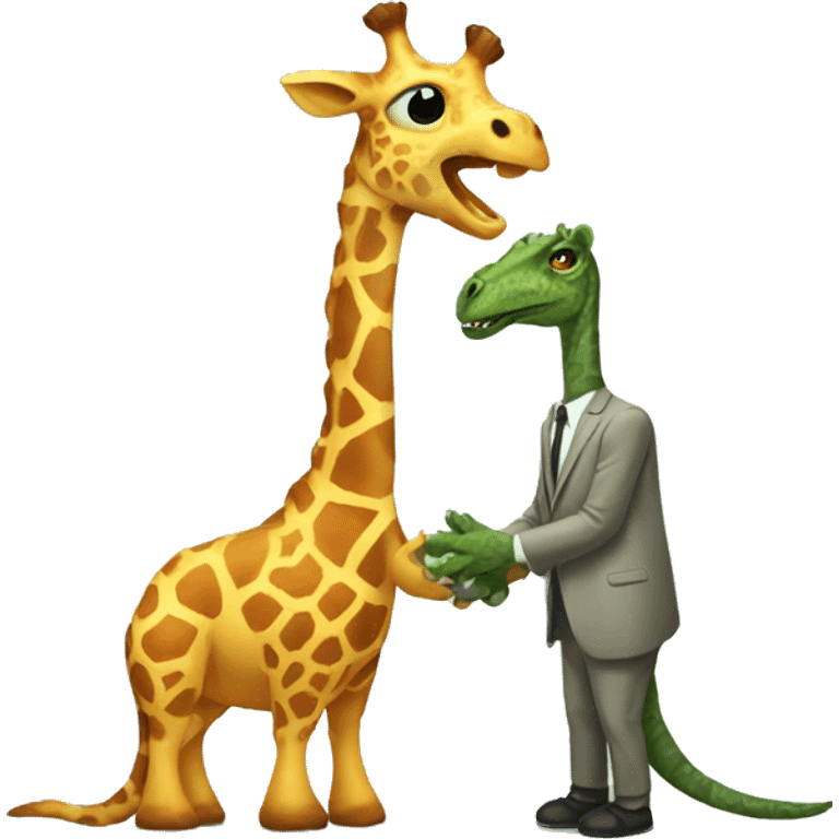 Giraffe marrying dinosaur  emoji