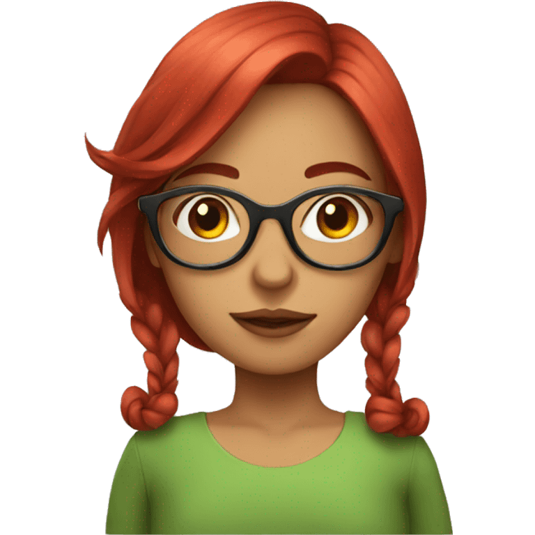 Mexican girl with big glasses with a little long plane  red hair  emoji