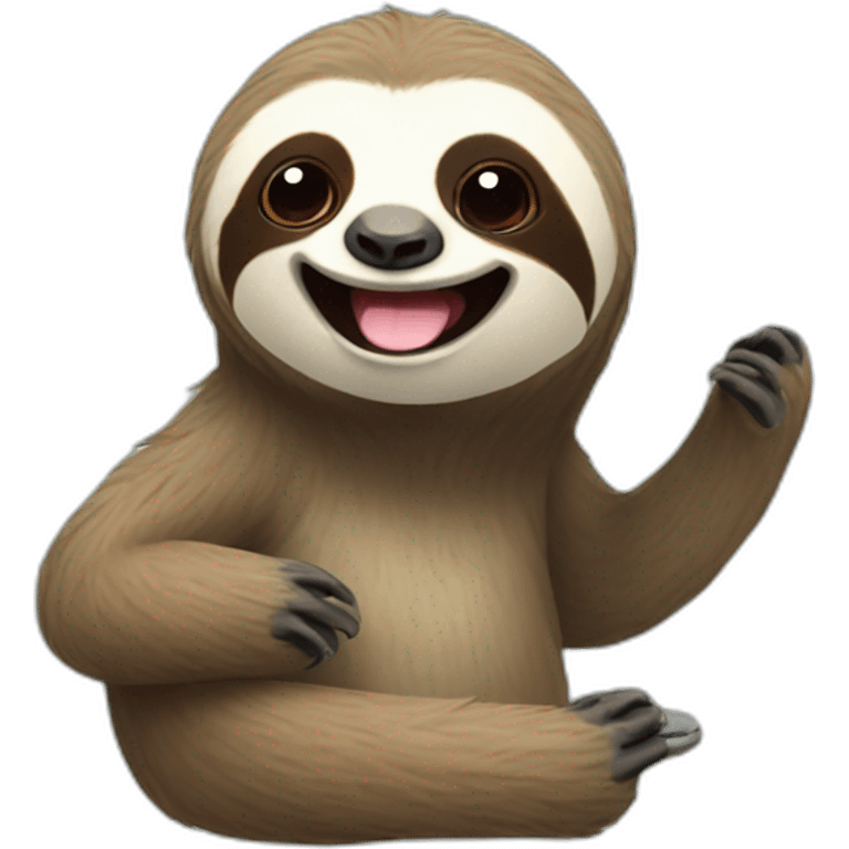 Happy sloth with thum emoji