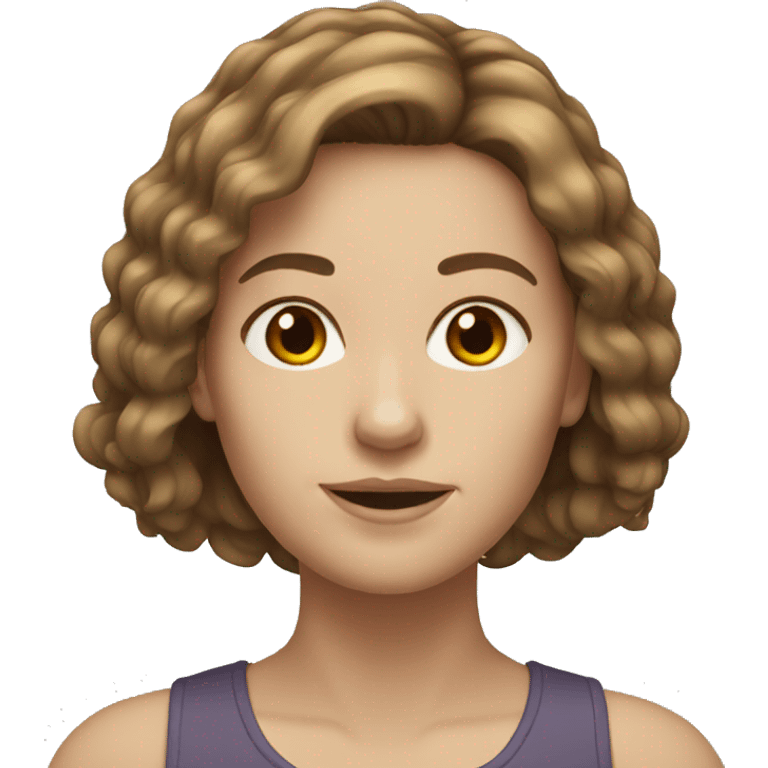 white woman shoulder length brown hair emoji