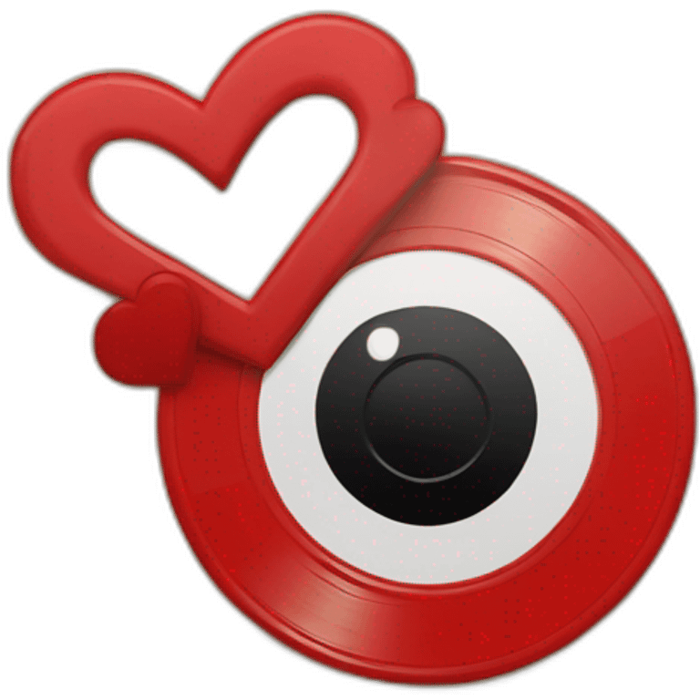 red heart shaped vinyl record emoji