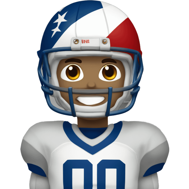 American football player blue white skin 21 number emoji