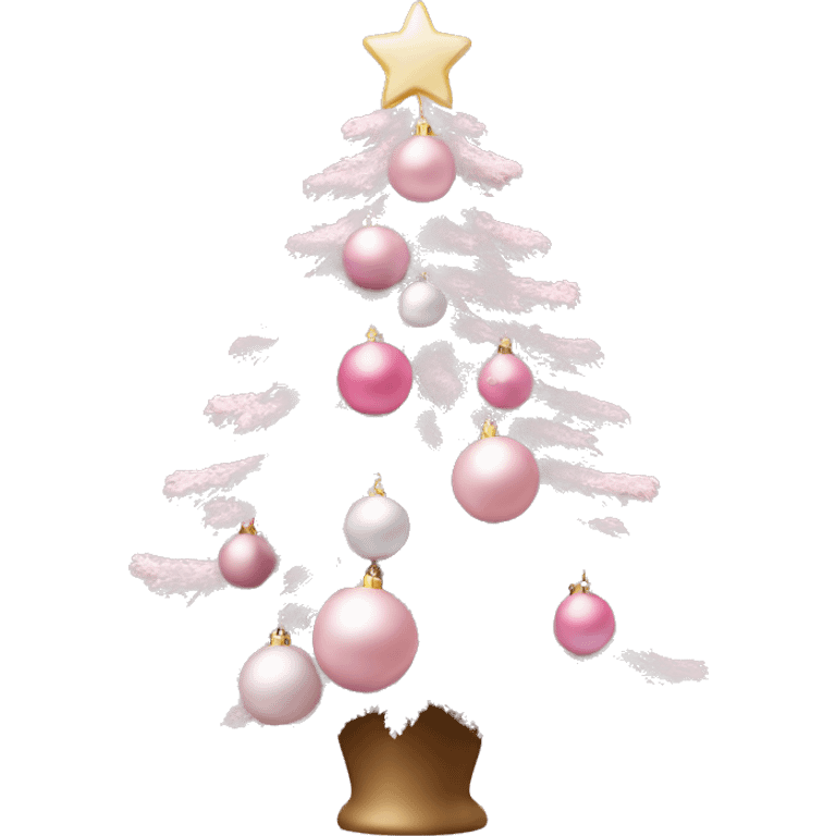 Pastel pink Christmas tree with pink and white ornaments  emoji