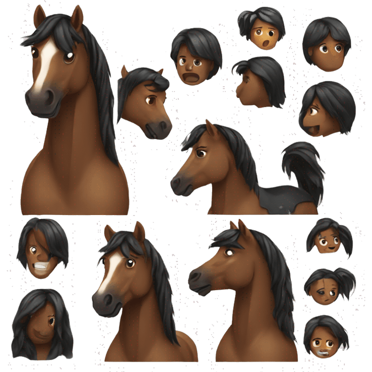 brown horse black mane emoji