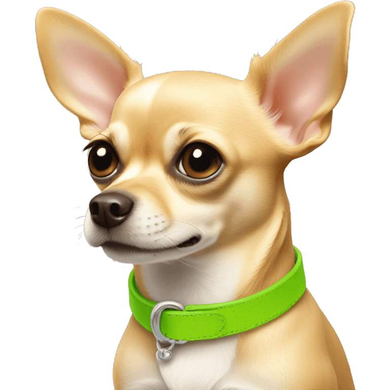 Tan chihuahua with lime green collar emoji