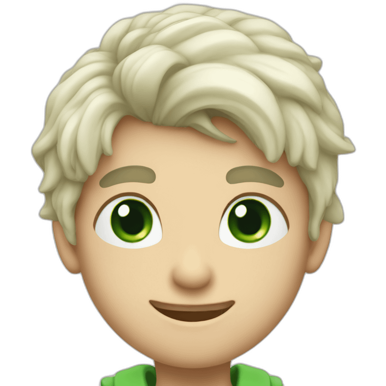 boy doing thumbs up with green eyes and dyed white, long hair on top and very short on the sides emoji