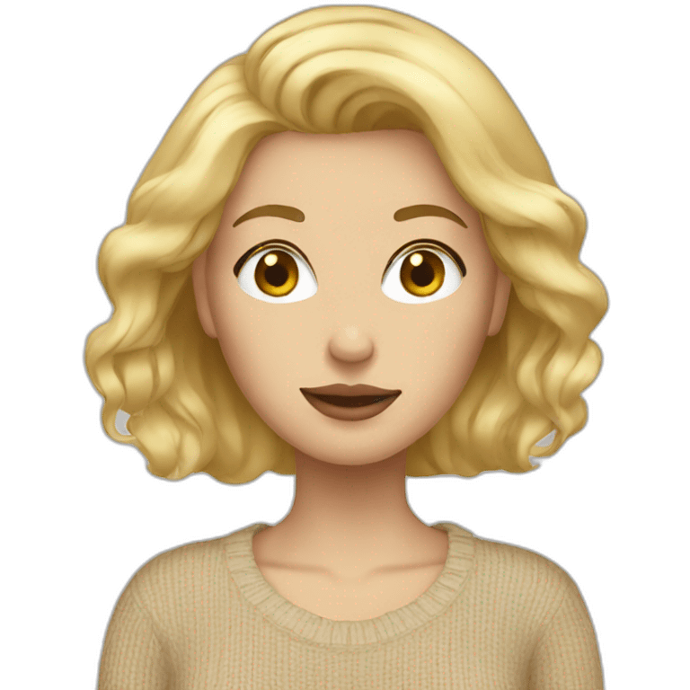 Blonde women beige sweater emoji