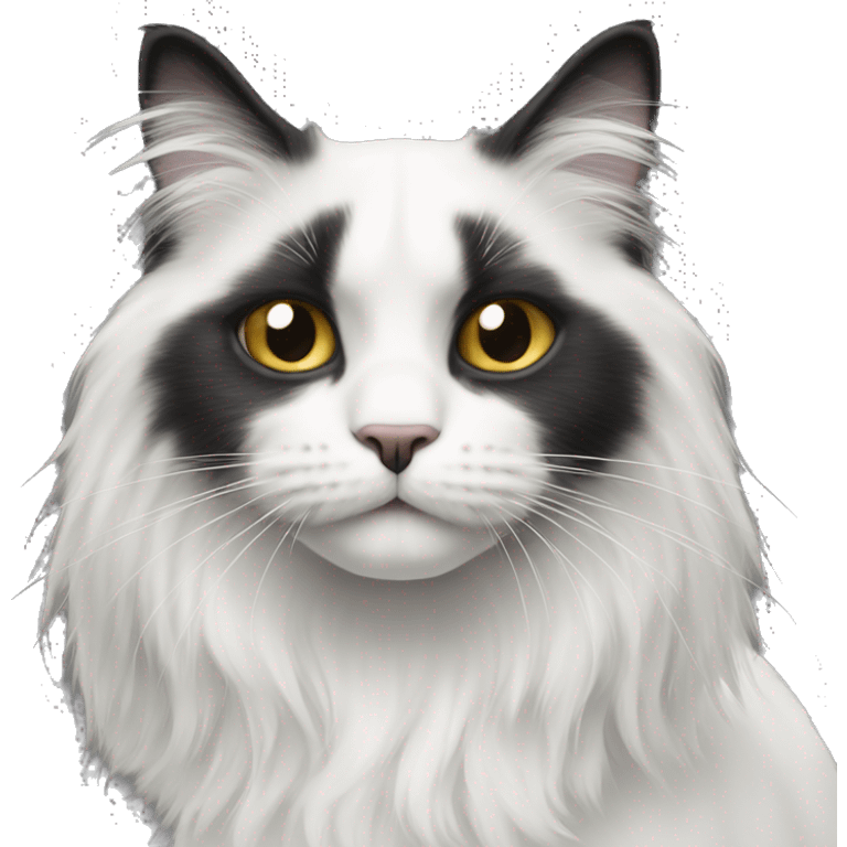 half Black and half white long hair cat with black muzzle emoji