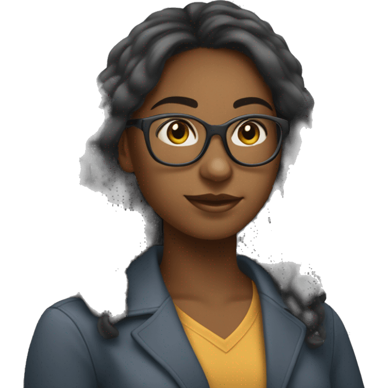 young black female college student with glasses & straight hair, studying  emoji