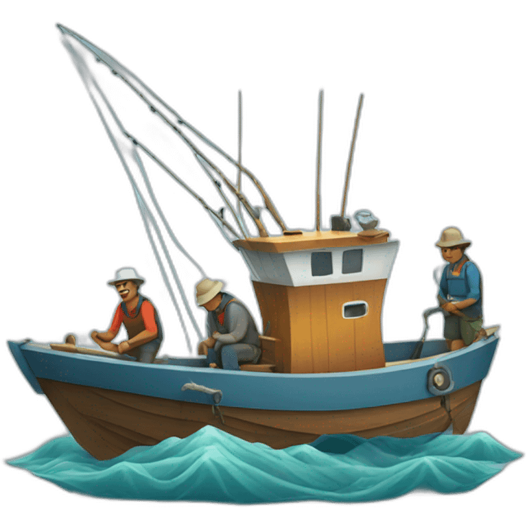 Fishing boat with fishermen  emoji