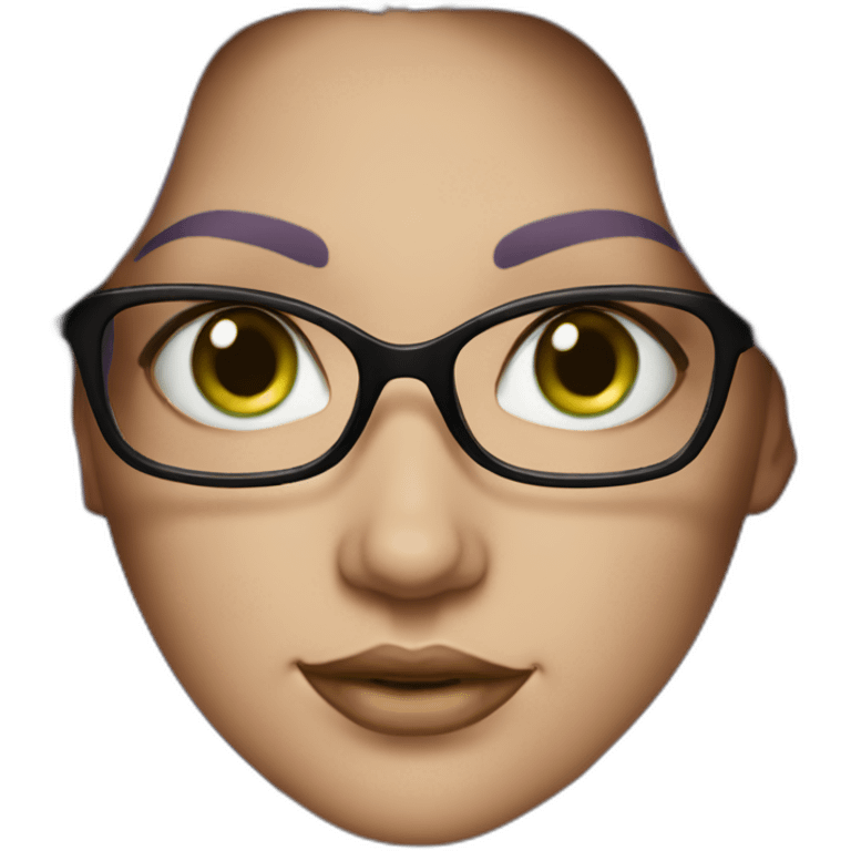 White-curvy-woman-purple-long-wavy-hair-green-eyes-square-glasses emoji