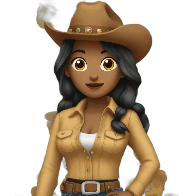 cowgirl straight black hair emoji