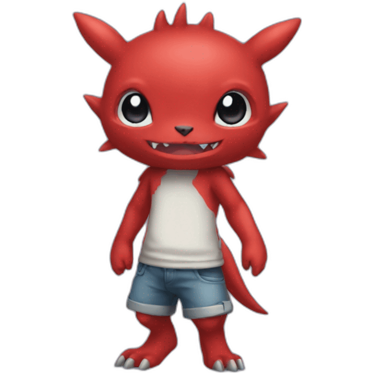 red baby Digimon creature full body emoji