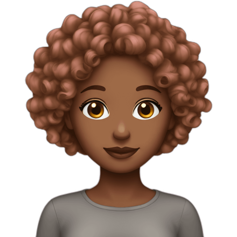 Brown girl curly hair with pink cashmere emoji