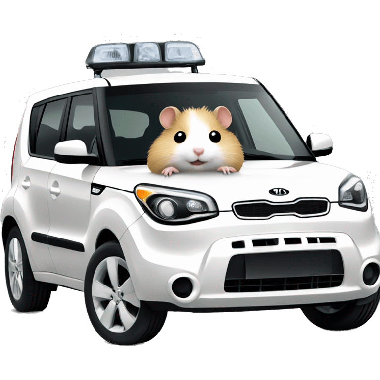 hamster driving white kia soul emoji