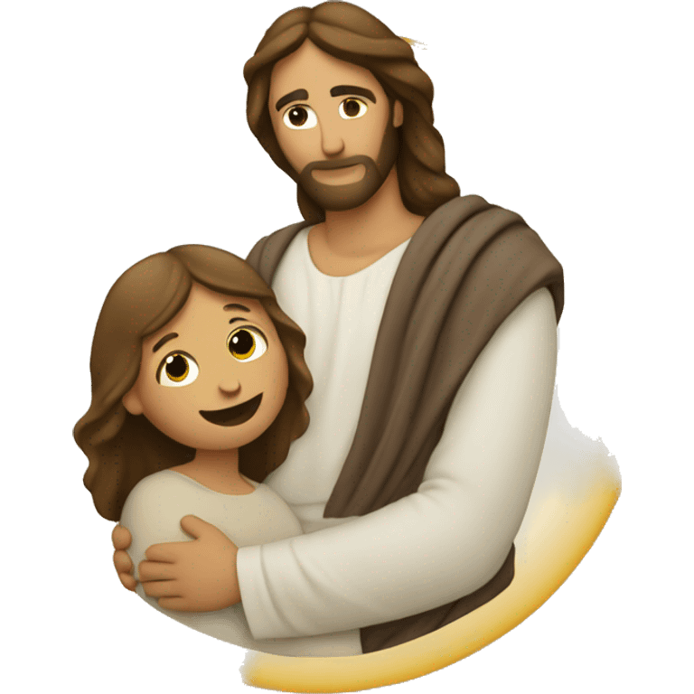 Jesus Christ hugging woman emoji