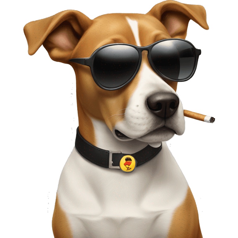 dog smoking a cigarette with sunglasses on￼ emoji