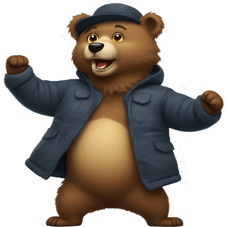 dancing bear in Ushanka emoji