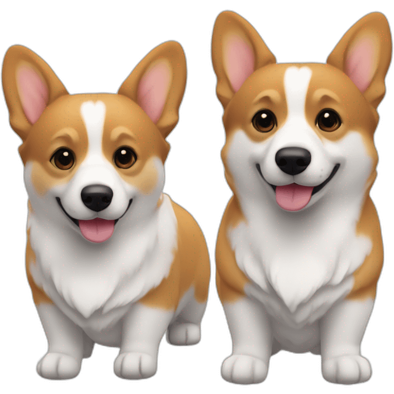 2 corgi, the first one is white and the second one is black emoji