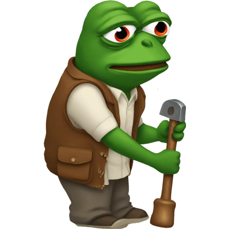 pepe with a ban hammer that says "self-excluded" emoji