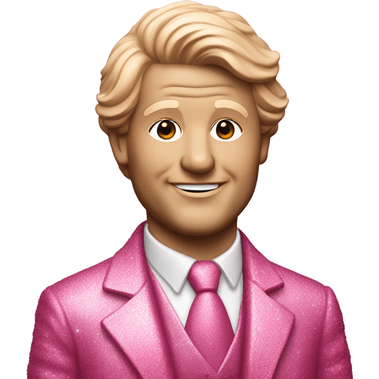 Pink ombre statue of Ted Rosevelt with glitter and trees emoji