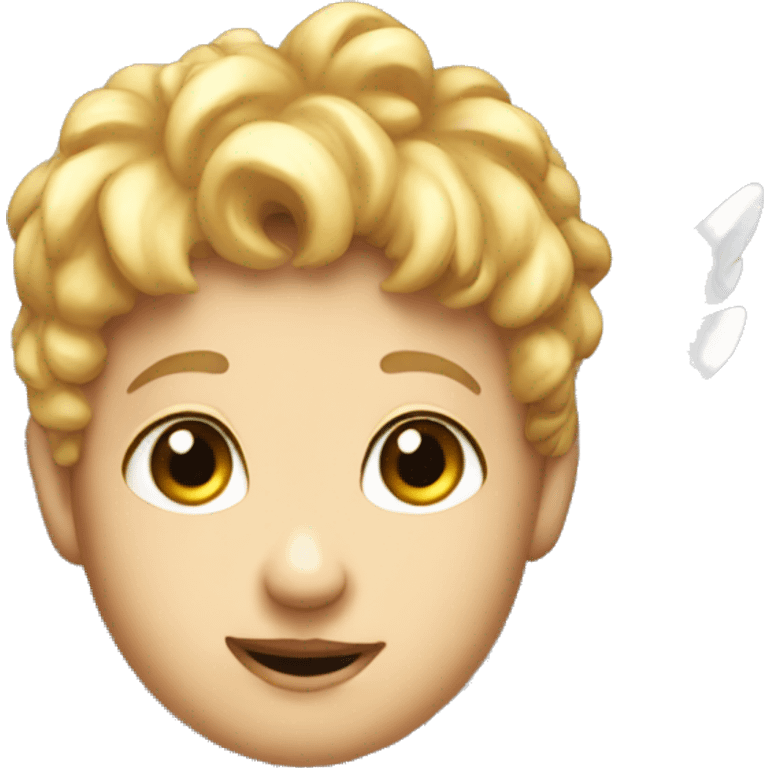 Cherub face and wings emoji