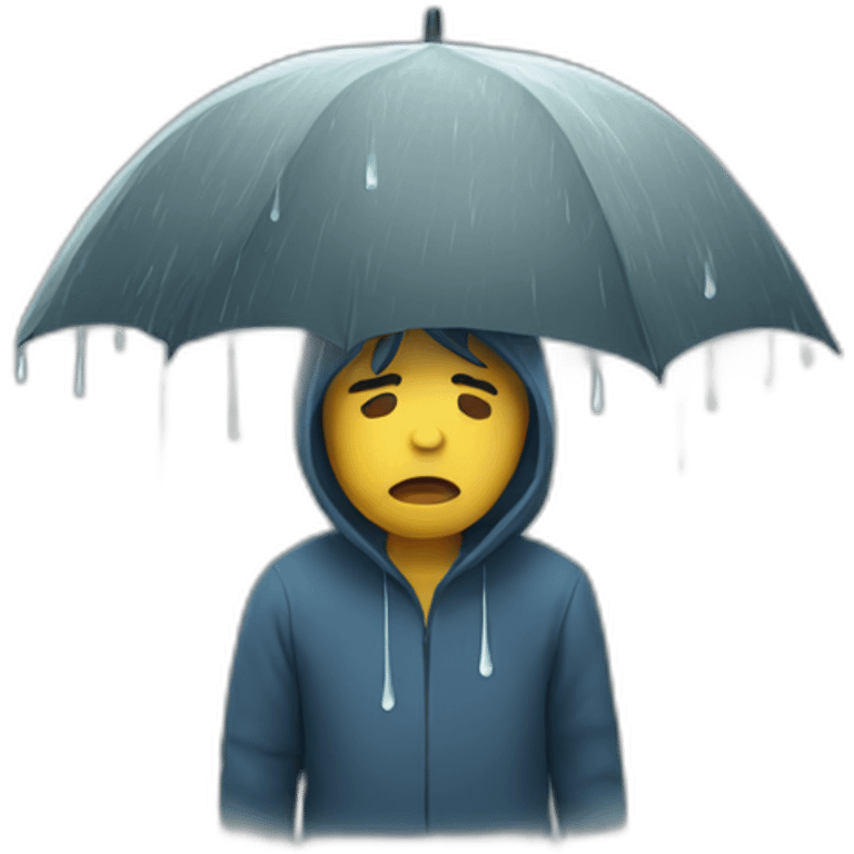 Sad person in rainstorm emoji