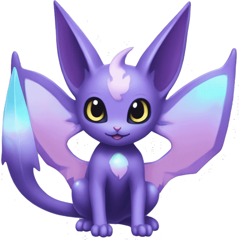 Shiny Cute Kawaii Ethereal Dark Noibat-Delcatty-Espeon-fusion-hybrid full body emoji