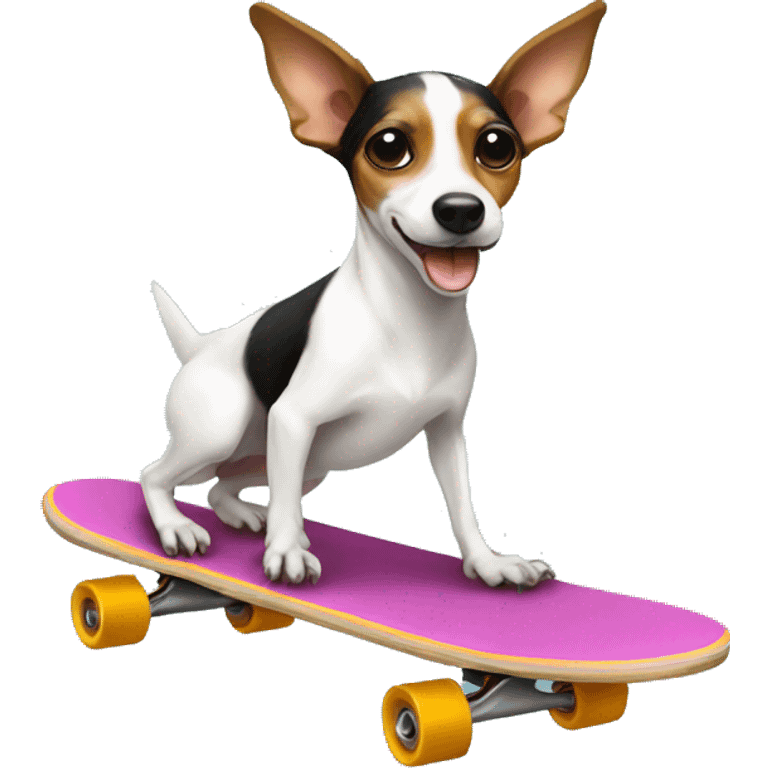 Rat terrier on a skateboard  emoji