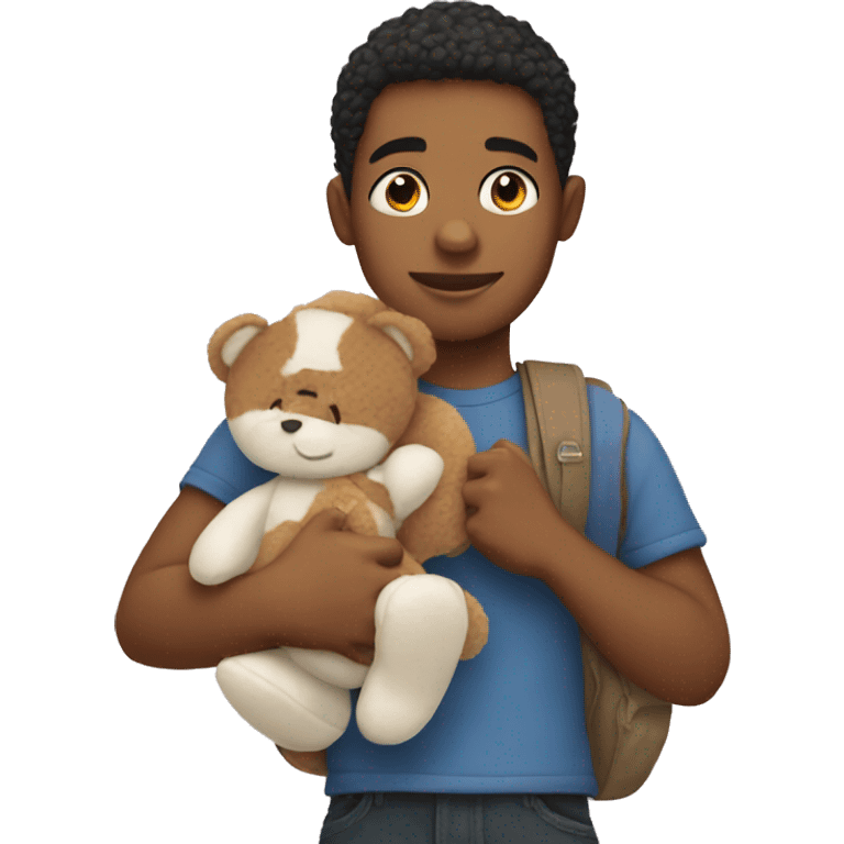 Boy carrying a stuffed animal emoji