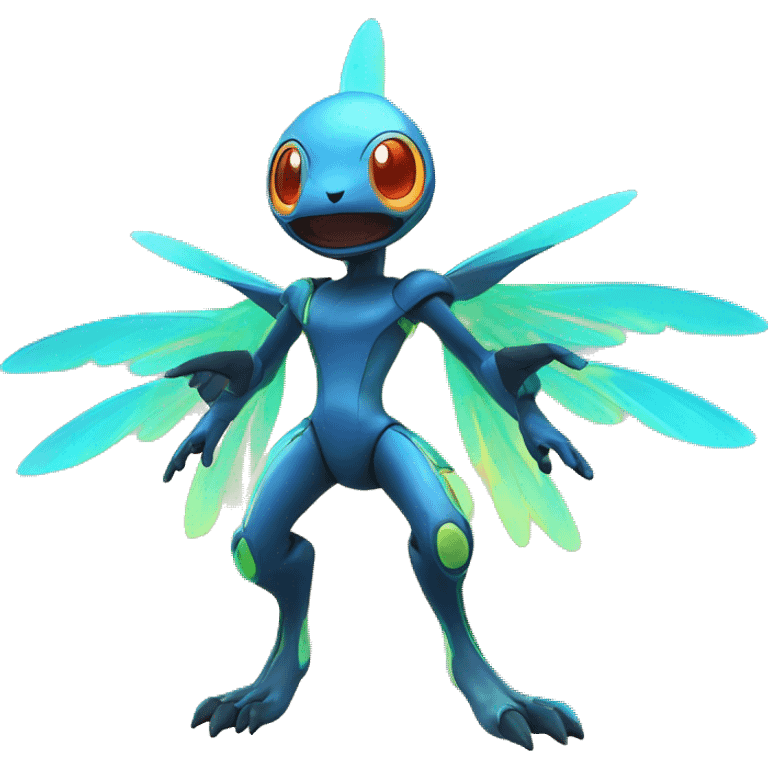 Colorful Neon Colors Vibrant Colors Flying Futuristic Fakémon-Pokémon-Creature Full Body emoji