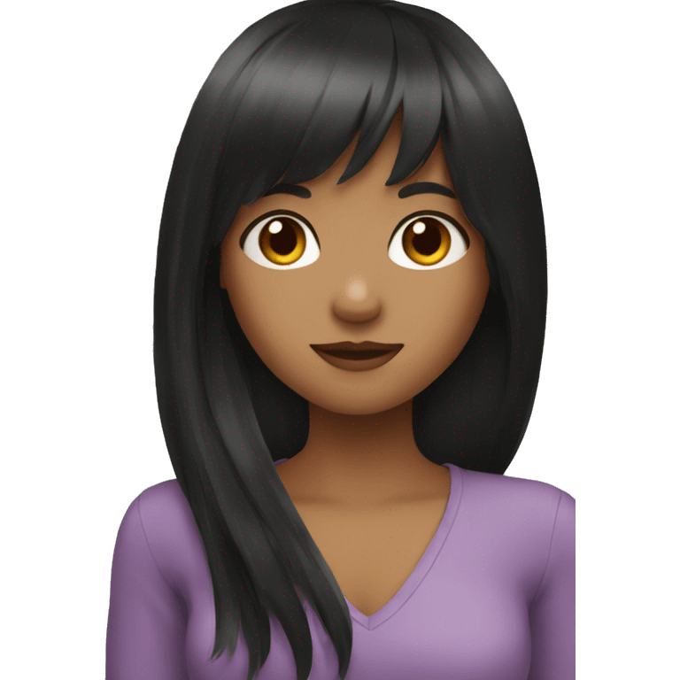 a girl with black long hair and bangs  emoji