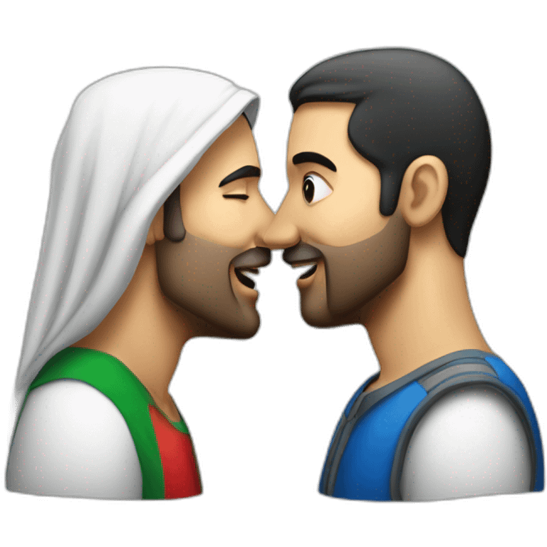 Israeli man kiss Palestinian man emoji