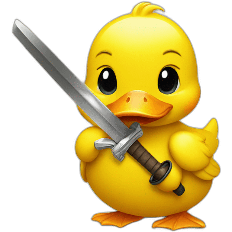 A yellow duck with a katana emoji