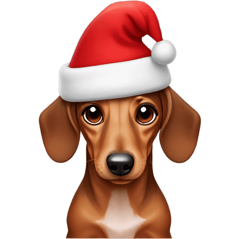 dachshund wearing a santa hat emoji