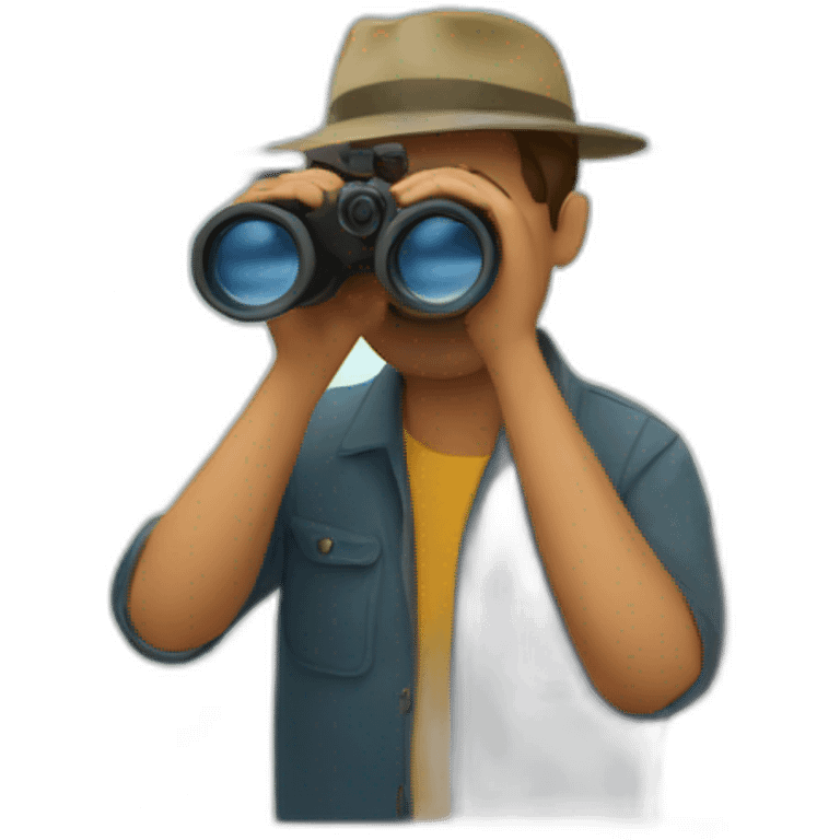 man with binoculars from window emoji