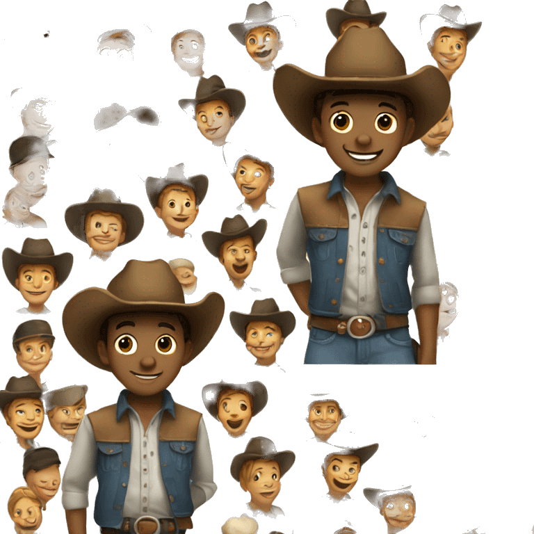 boys with smiles indoors with cowboy hats emoji