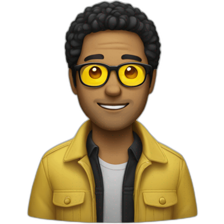 Man with yellow tinted glasses and black hair  emoji