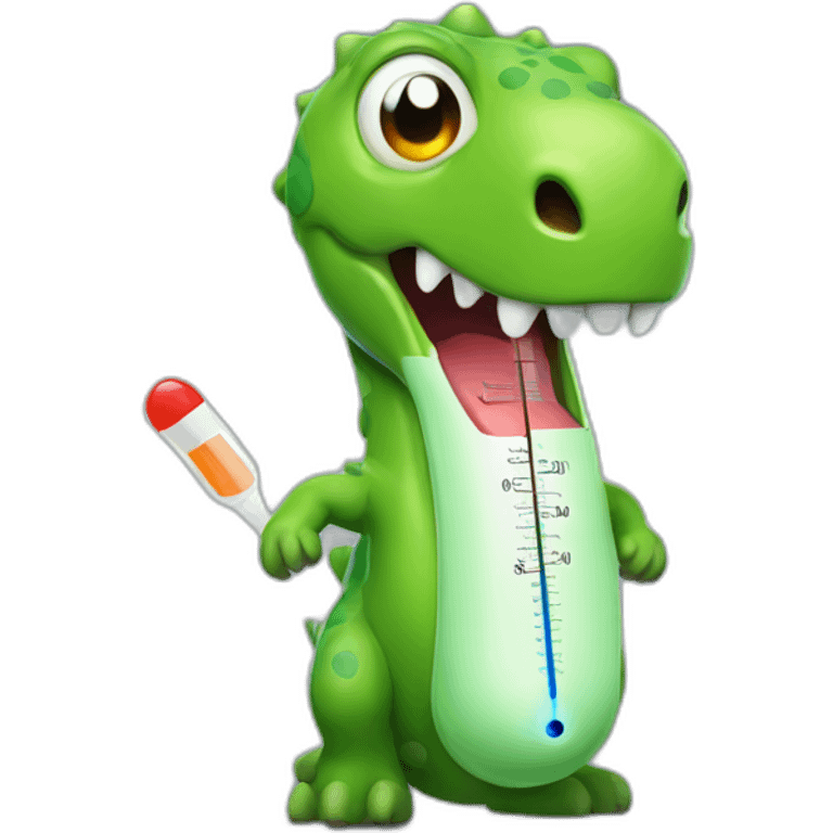 fever dinosaur with thermometer emoji