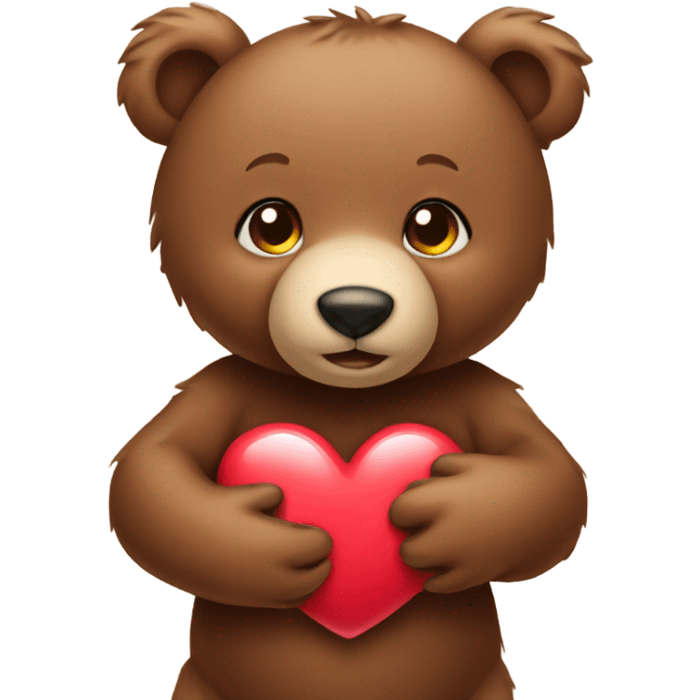 Baby brown bear holding a heart emoji