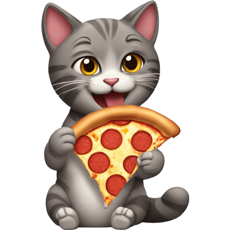 Cat eating pizza emoji