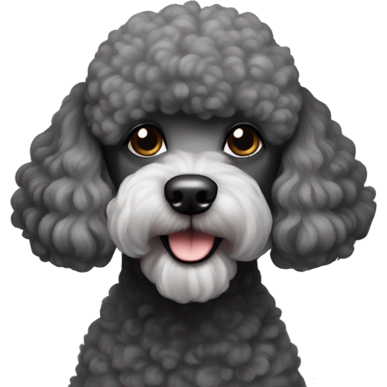 Dark grey mini poodle with white beard  emoji