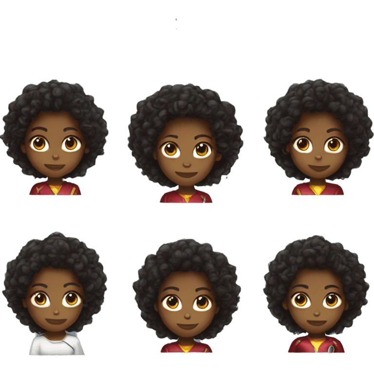 black girl with curly hair and iron man outfit emoji