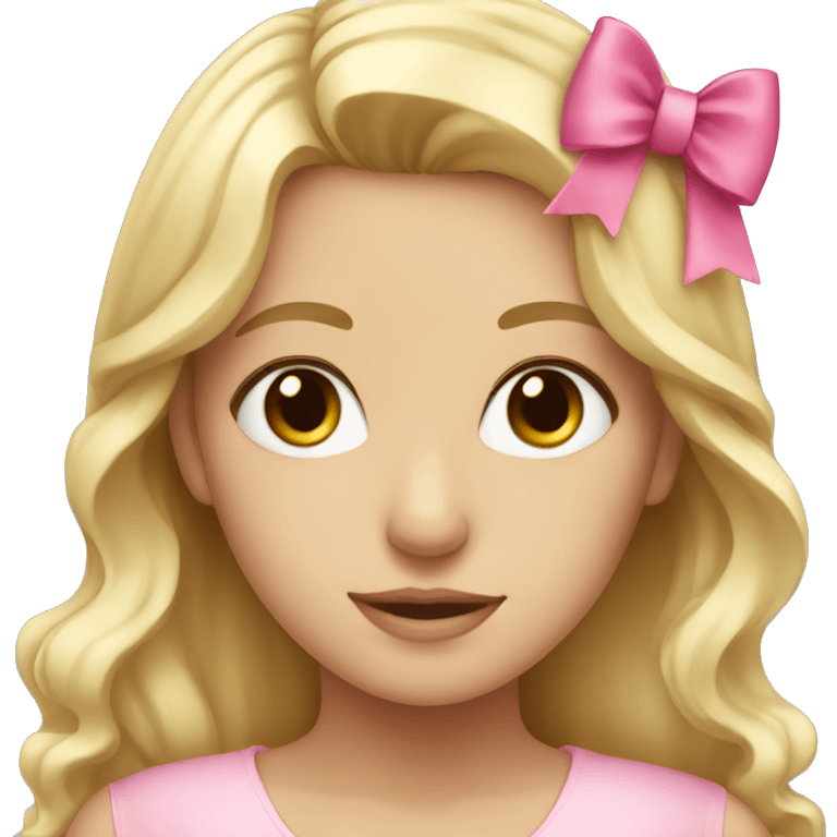 blonde girl with pink bow and brown eyes  emoji