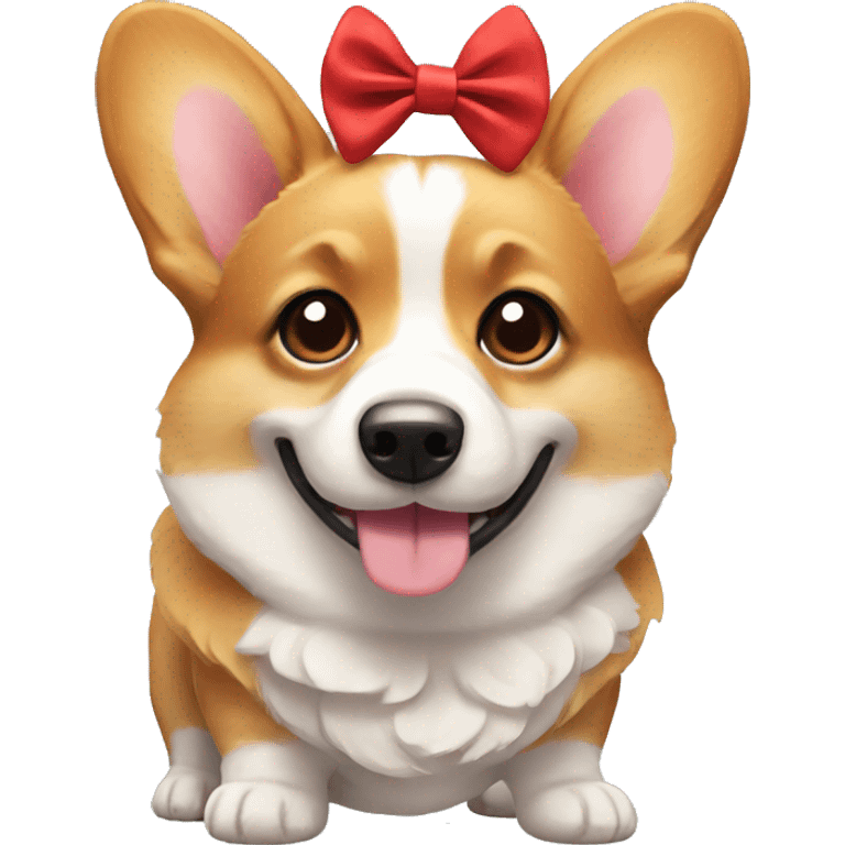 Corgi with cute bow emoji