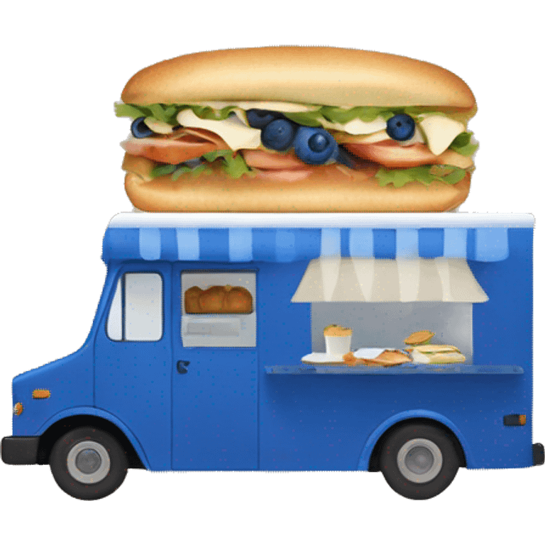 Food truck selling blueberries sandwiches  emoji