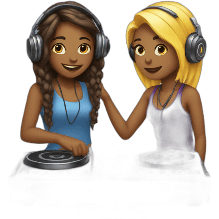 two lesbian girls djing emoji