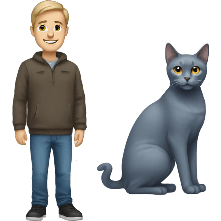 A man and russian blue cat emoji