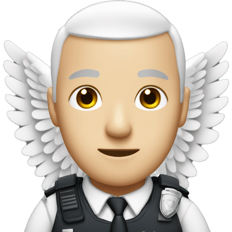 A White Police man bald with ANGEL WINGS emoji